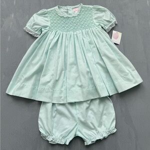 Mint Green Baby Dress and Bloomers Set
